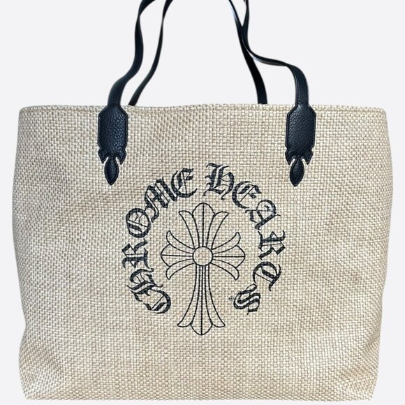 Chrome Hearts Beige & Black Cross Logo Beach Tote Bag - Picture 1 of 7